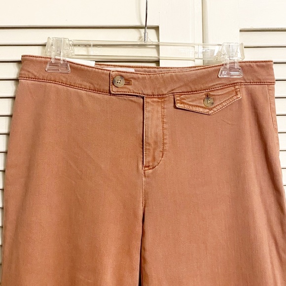 Women's Tab-Waist Full-Leg Denim Crops Pants - Picture 3 of 7